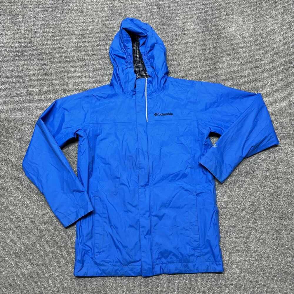 Columbia Jacket Kids Medium 10/12 Blue Hooded Windbreaker Spring Mesh Lined